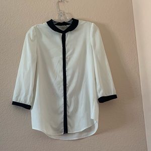 Black and white oversized dress blouse